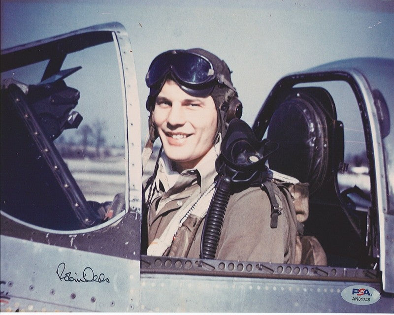 ROBIN OLDS SIGNED 8X10 PHOTOGRAPH PSA DNA (D) WWII ACE 17V0
