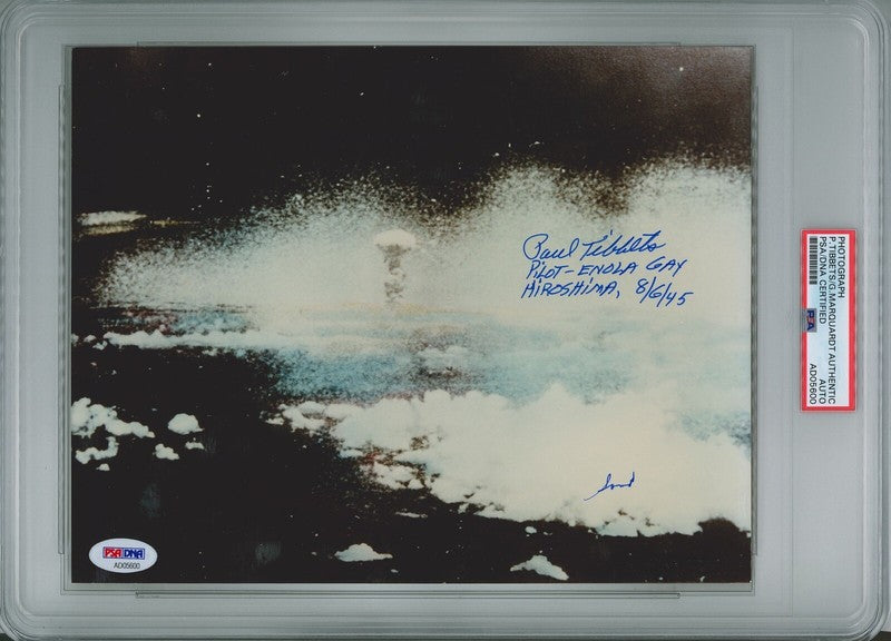 PAUL TIBBETS & GEORGE MARQUARDT SIGNED 8X10 PSA DNA AD05600 HIROSHIMA RARE0