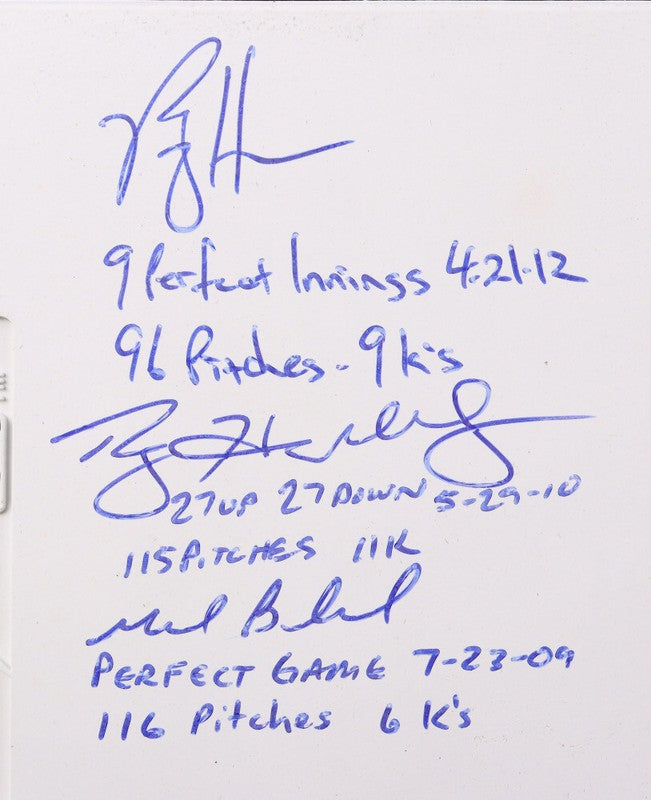 PERFECT GAME WINNERS SIGNED PITCHING RUBBER BAS A62370 KOUFAX HALLADAY 16 AUTOS3