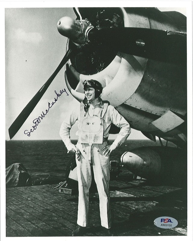 SCOTT MCCUSKEY SIGNED 8X10 (D) PSA DNA WWII ACE 13.5V0