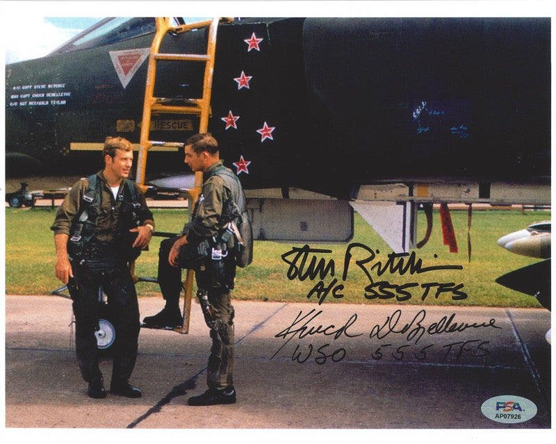 STEVE RITCHIE CHUCK DEBELLEVUE SIGNED 8X10 PSA DNA AP07926 VIETNAM ACES 555TFS0