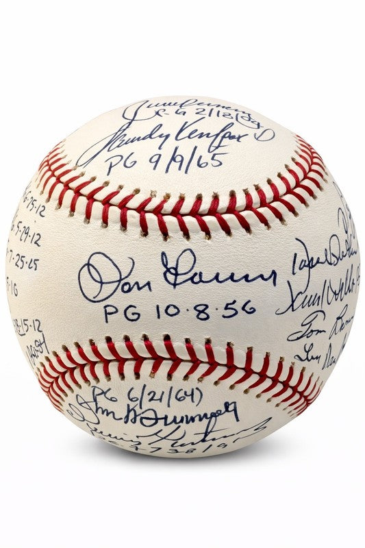 PERFECT GAME MULTI SIGNED BASEBALL BAS A62469 16 AUTOS KOUFAX JOHNSON LARSEN0