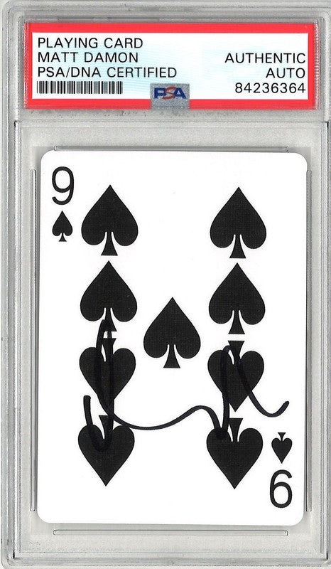 Matt Damon Signed Rounders 9 of Spades Playing Card PSA DNA Encapsulated0