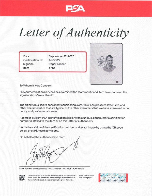 Roger Locher Signed 8x10 Print PSA DNA LOA Jay Ashurst Artwork1
