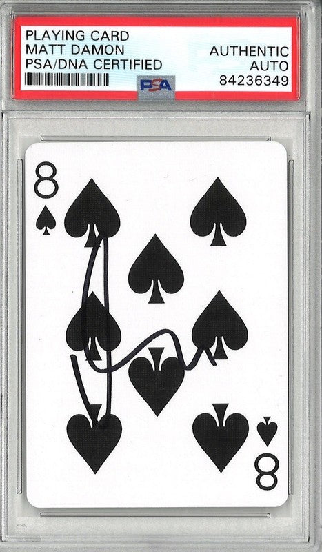 Matt Damon Signed Rounders 8 of Spades Playing Card PSA DNA Encapsulated0