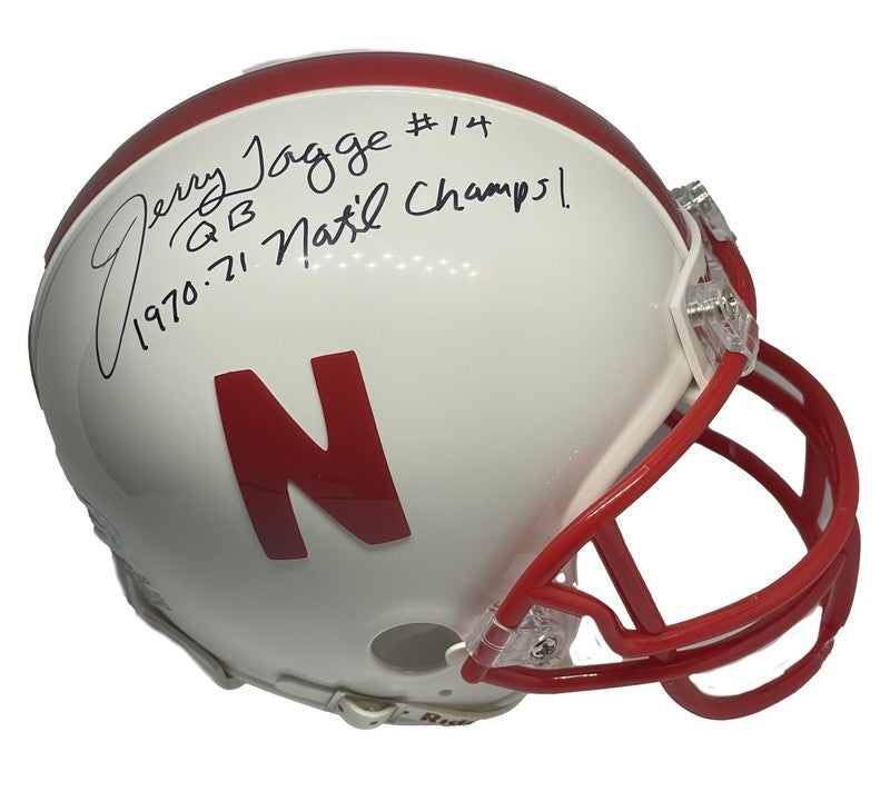 TOMMIE FRAZIER JERRY TAGGE DUAL SIGNED MINI HELMET PSA HUSKERS BACK TO BACK QBS1