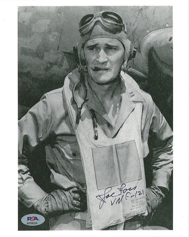 JOE FOSS SIGNED 8X10 (D) PSA DNA WWII ACE 26V0