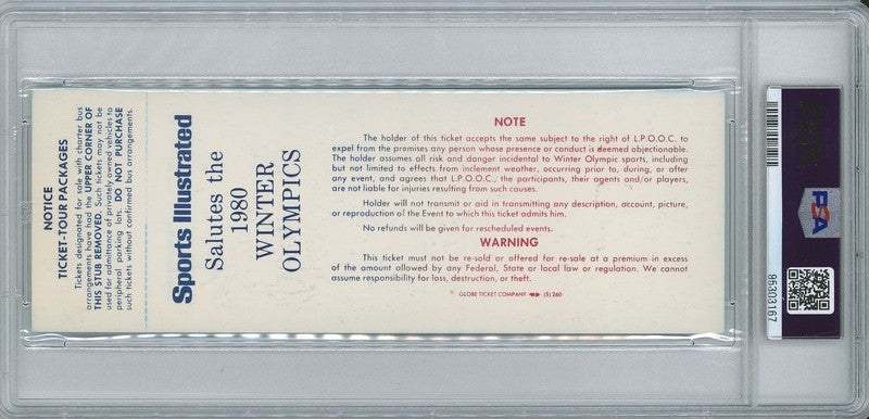 1980 USA OLYMPIC HOCKEY TEAM SIGNED GOLD MEDAL FULL TICKET 19 AUTOS PSA1