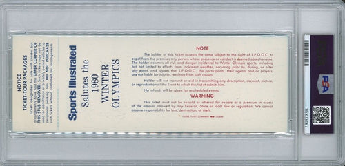 1980 USA OLYMPIC HOCKEY TEAM SIGNED GOLD MEDAL FULL TICKET 19 AUTOS PSA1