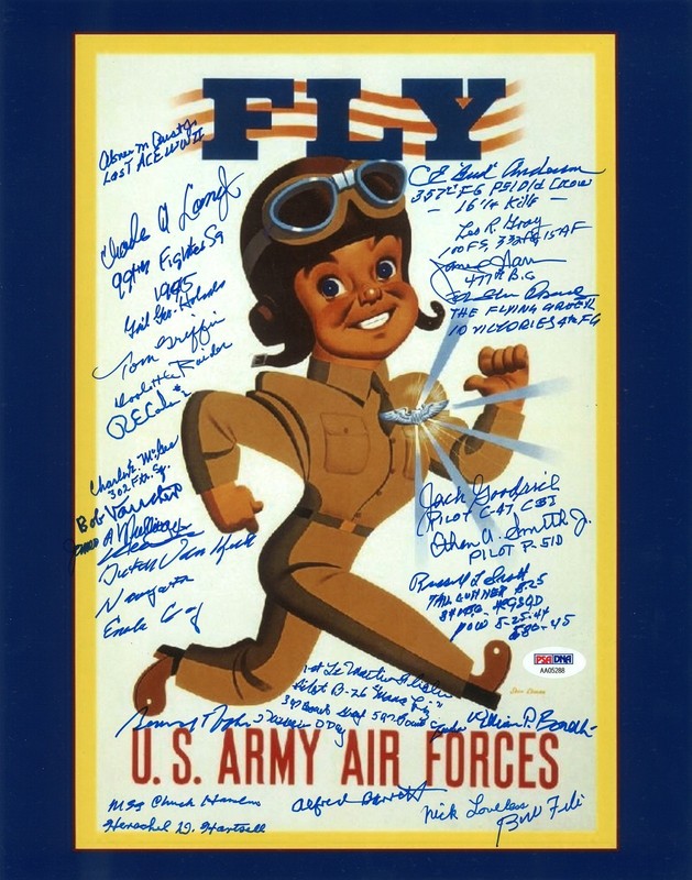 WWII US Army Air Forces Signed 11x14 Photograph 25 Veterans PSA DNA LOA0