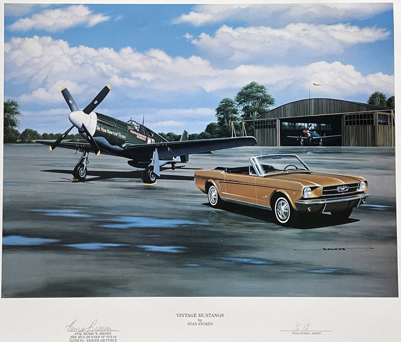 Henry Brown P-51 Mustang Ace Signed Vintage Mustangs Print Stan Stokes0