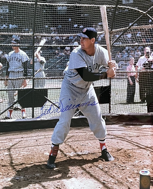 TED WILLIAMS SIGNED BATTING CAGE 16X20 PSA DNA (D) RED SOX GREEN DIAMOND0
