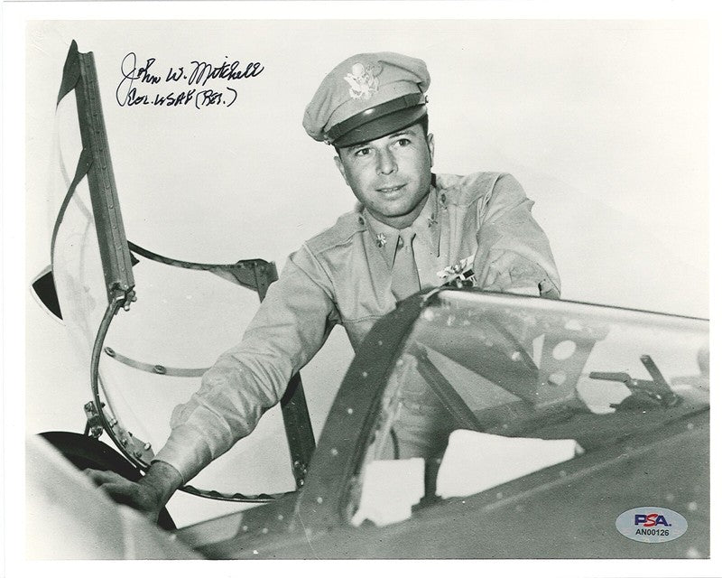 JOHN MITCHELL SIGNED 8X10 (D) PSA DNA WWII ACE 11V YAMAMATO MISSION0