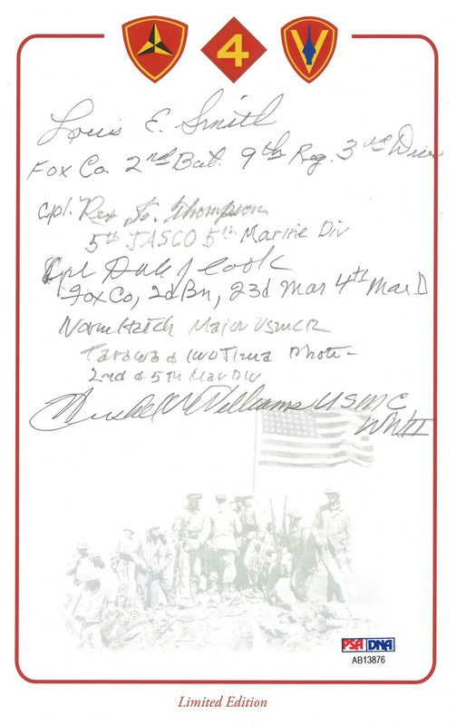 Iwo Jima Veterans Signed Bookplate PSA DNA LOA 5 WWII Veteran Autos0