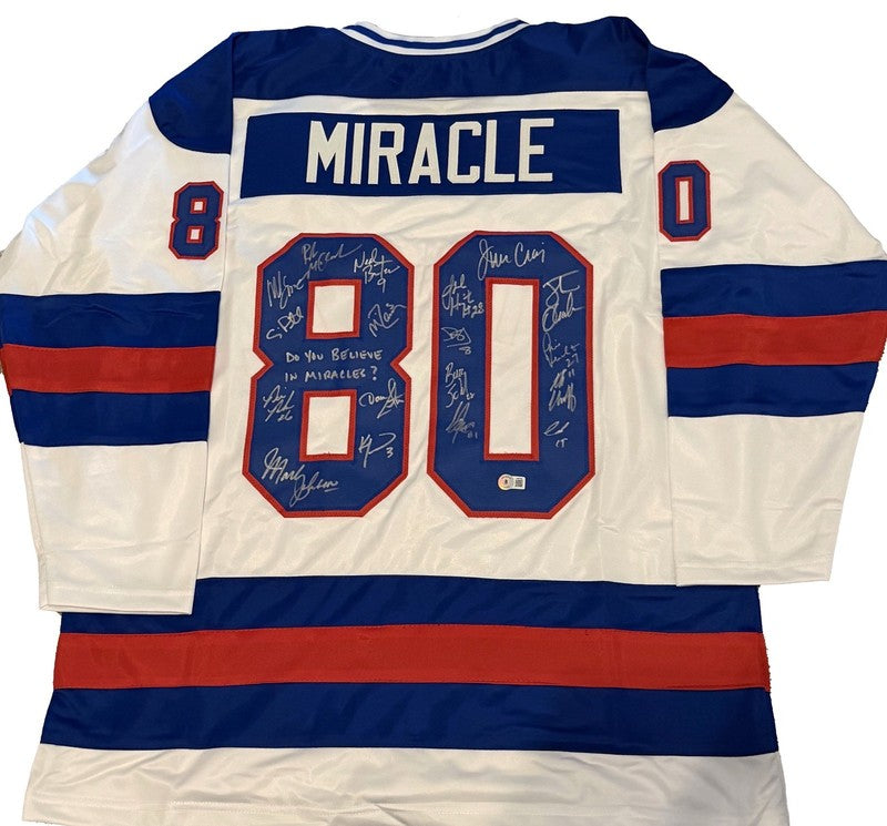 1980 US OLYMPIC HOCKEY TEAM SIGNED JERSEY BAS MIRACLE ON ICE X18 W/ INSC0