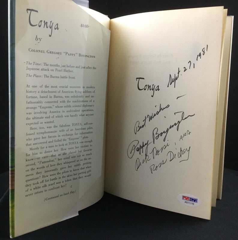 Pappy Boyington Signed Tonya Book PSA DNA LOA Dick Rossi Ross Dickey0