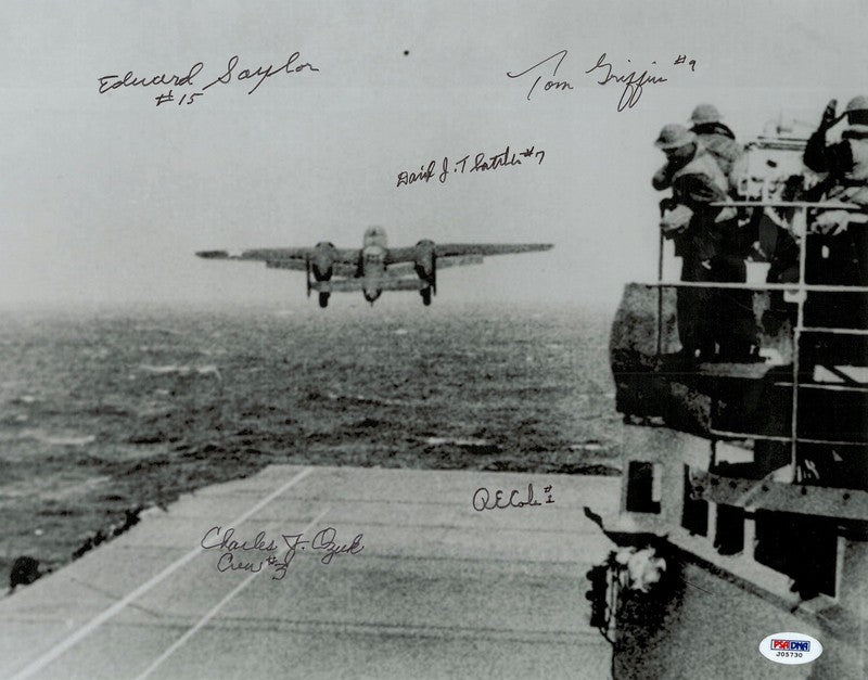 Doolittle Raiders Multi Signed 11x14 Photograph 5 Raiders PSA DNA LOA WWII0