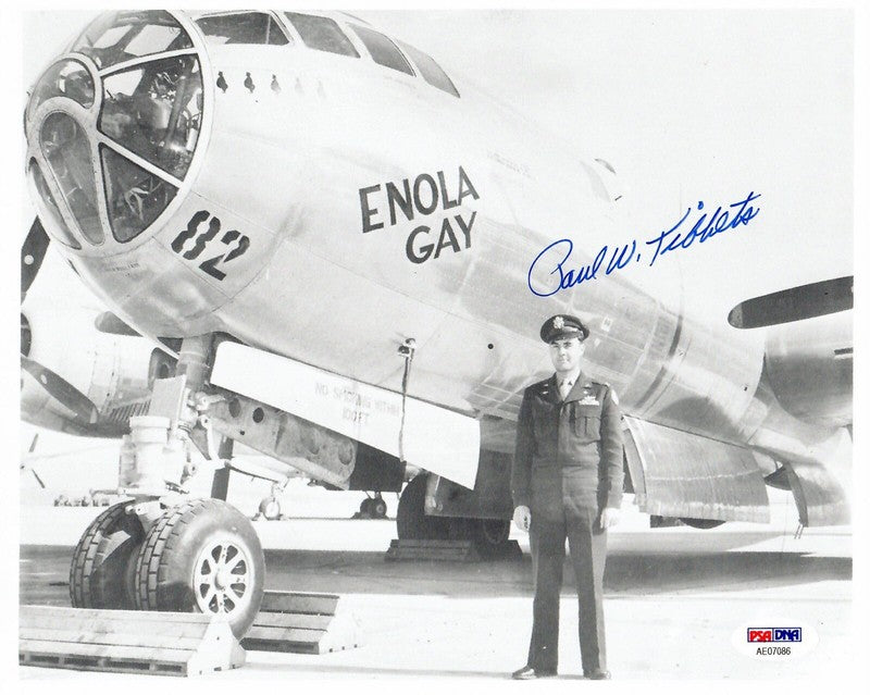 PAUL TIBBETS SIGNED 8X10 PHOTO PSA DNA (D) WWII ENOLA GAY PILOT0