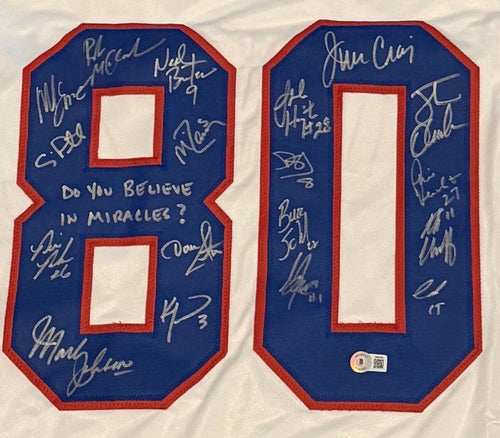 1980 US OLYMPIC HOCKEY TEAM SIGNED JERSEY BAS MIRACLE ON ICE X18 W/ INSC1