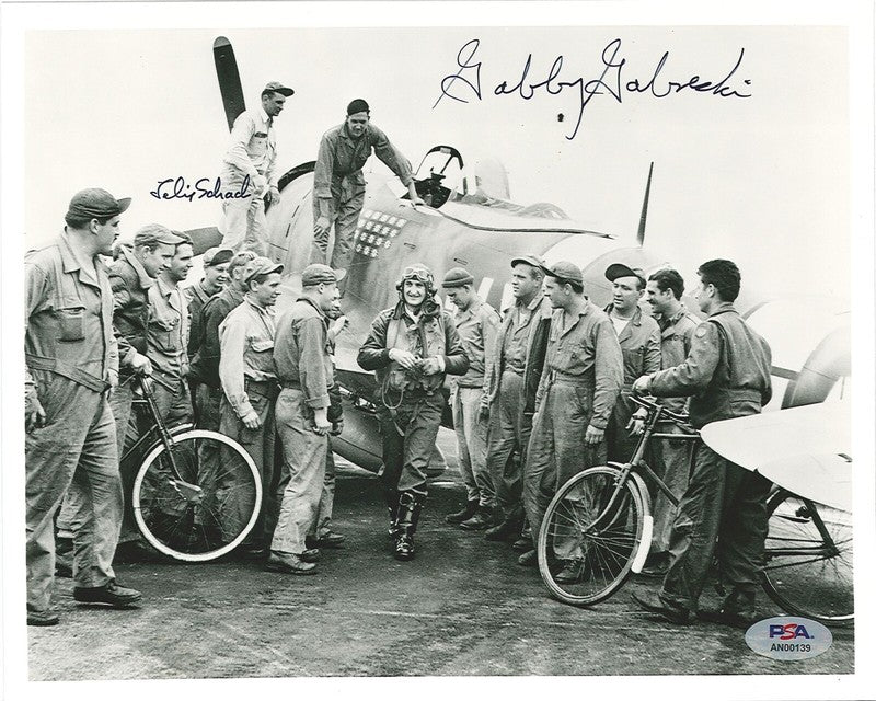 GABBY GABRESKI & FELIX SCHACKI SIGNED 8X10 PSA DNA (D) WWII ACE RARE0