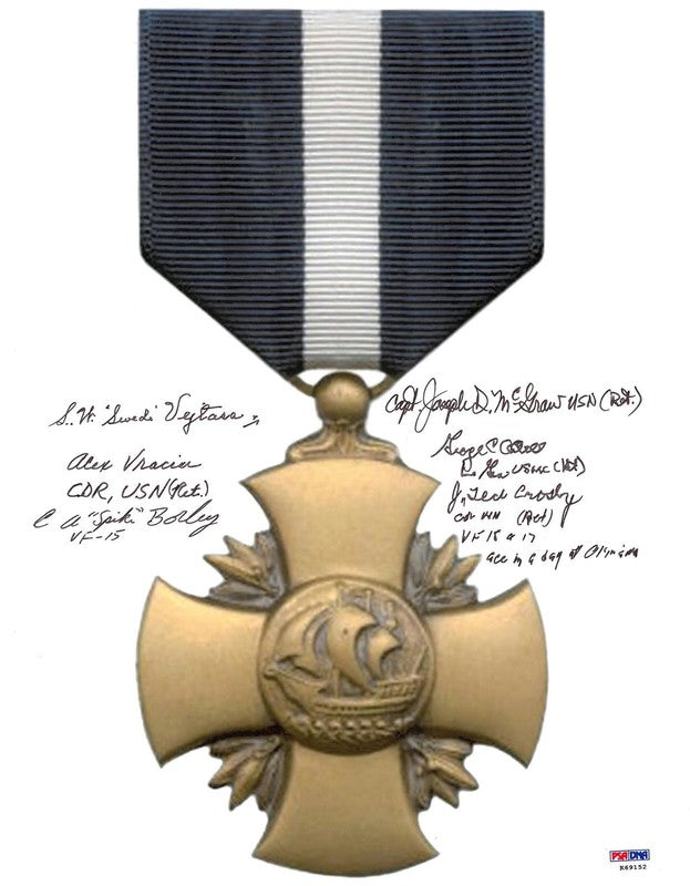 WWII Navy Cross Signed 11x14 Photograph 6 Recipients PSA DNA LOA Fighter Aces0