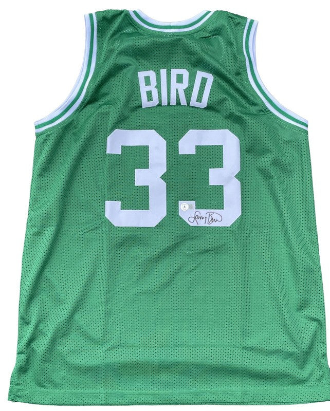 LARRY BIRD SIGNED BOSTON CELTICS LEGEND GREEN JERSEY BAS WITNESS HOLO0