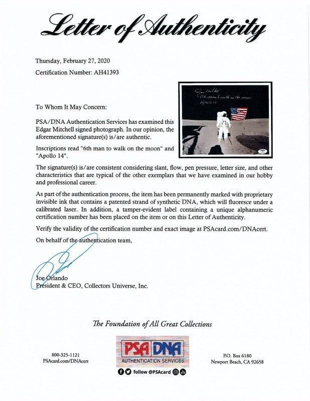 Edgar Mitchell Signed 8x10 Photo PSA DNA Encapsulated Apollo 14 Moonwalker NASA1