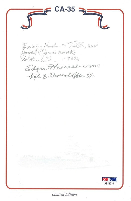 USS Indianapolis Survivors Signed Bookplate PSA DNA LOA 5 Survivor Autos0