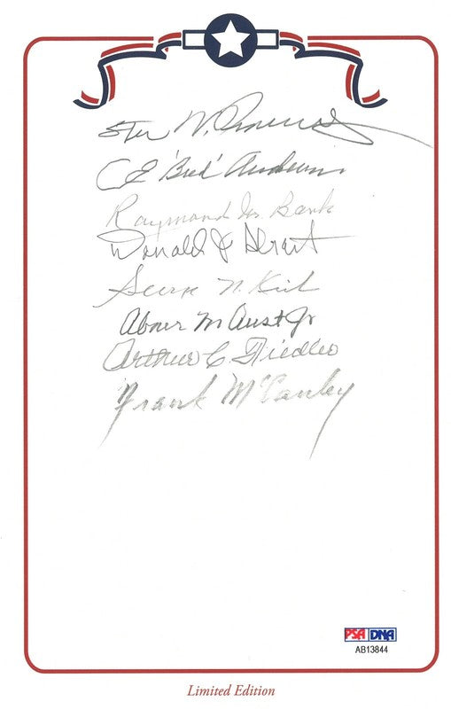 American Fighter Aces Multi Signed Bookplate WWII PSA DNA 8 Signatures0