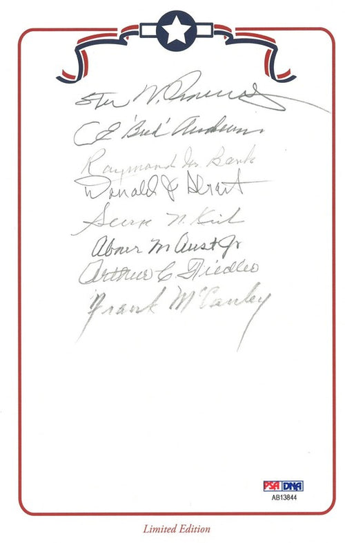 American Fighter Aces Multi Signed Bookplate WWII PSA DNA 8 Signatures0