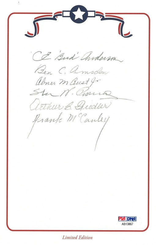 WWII American Fighter Aces Signed Bookplate PSA DNA LOA 6 Ace Autos0