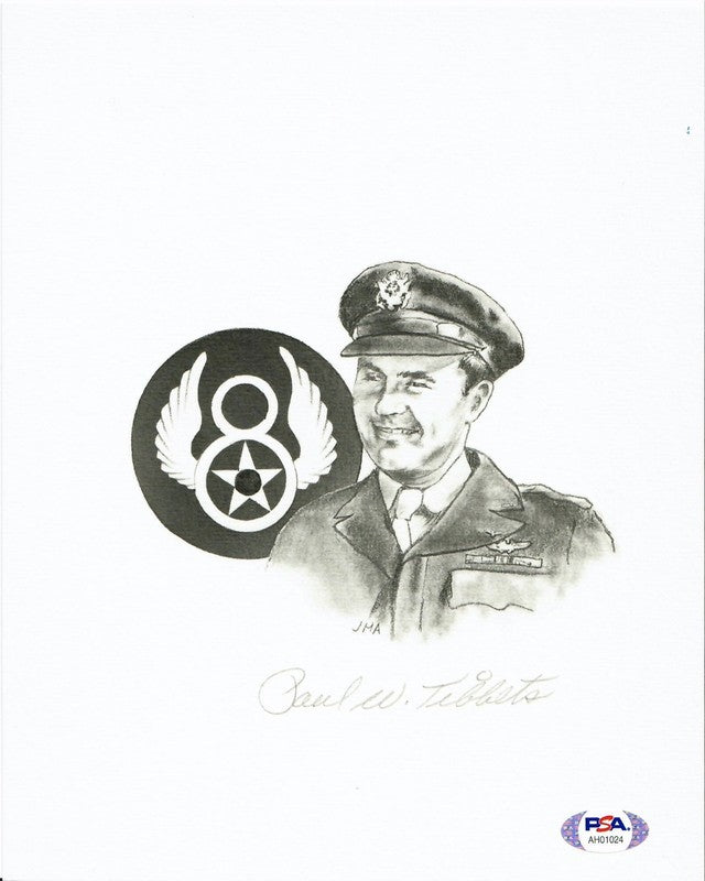 Paul Tibbets Signed 8x10 Print PSA DNA LOA Jay Ashurst Artwork0