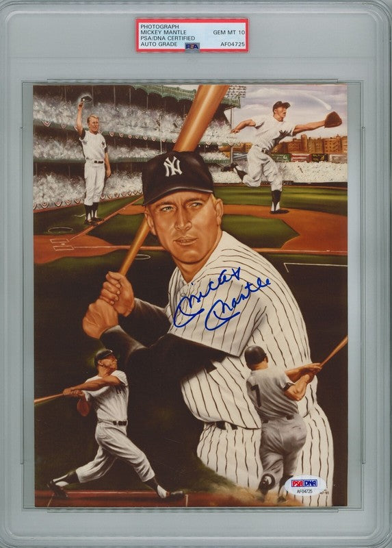 MICKEY MANTLE SIGNED 8X10 PSA DNA AF04725 GEM MINT 10 AUTO YANKEES HOF (D)0
