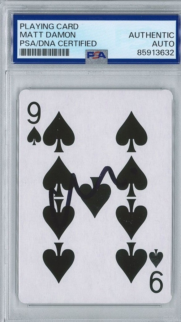 Matt Damon Signed Rounders 9 of Spades Playing Card PSA DNA Encapsulated1