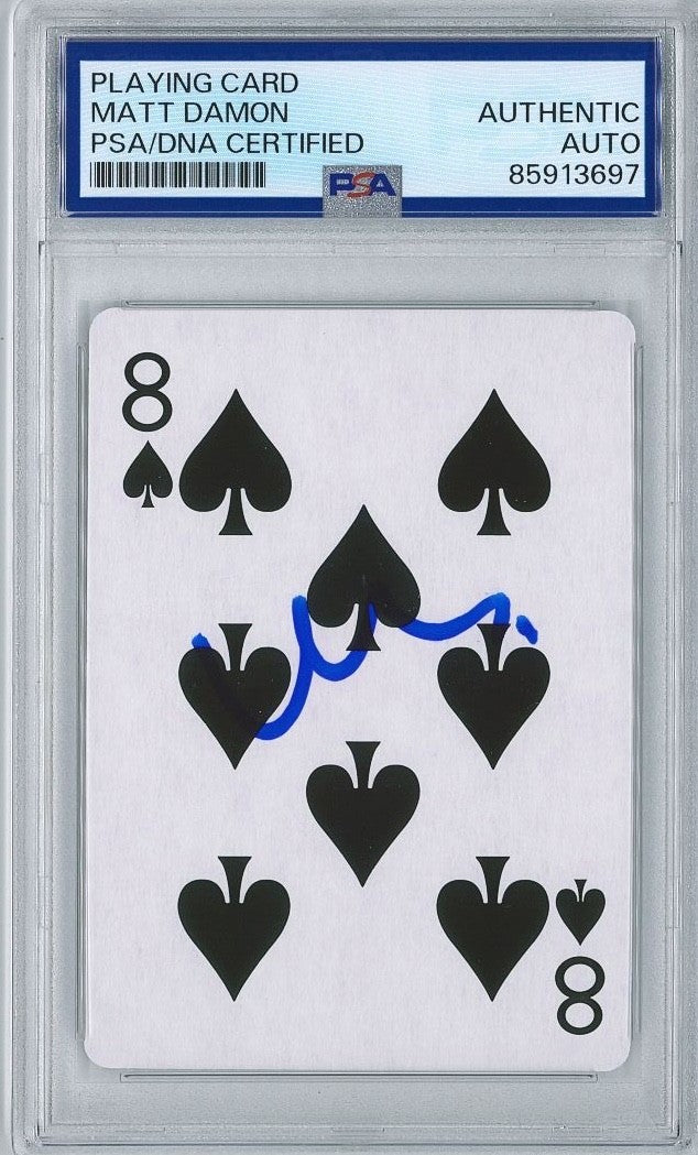 Matt Damon Signed Rounders 8 of Spades Playing Card PSA DNA Encapsulated1